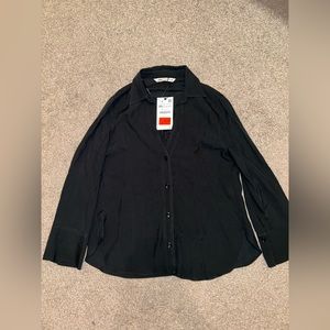 NEW Black XS Zara Women’s Satin Effect Shirt